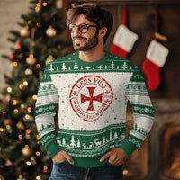 Deus Vult Ordo Silentium Knights Templar Est 1119 Ugly Christmas Sweater Crusader Cross