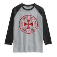 Deus Vult Ordo Silentium Knights Templar Est 1119 Raglan Shirt Crusader Cross