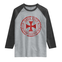 Deus Vult Ordo Silentium Knights Templar Est 1119 Raglan Shirt Crusader Cross