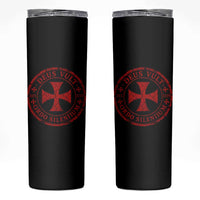 Deus Vult Ordo Silentium Knights Templar Est 1119 Skinny Tumbler Crusader Cross