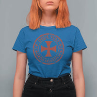 Deus Vult Ordo Silentium Knights Templar Est 1119 T Shirt For Women Crusader Cross