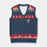 Knights Hospitaller Maltese Cross Catholic Christian Deus Vult V-Neck Knit Sweater Vest