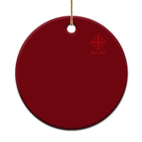 Deus Vult Catholic Knight Templar Jerusalem Cross Ceramic Ornament