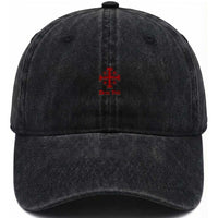 Deus Vult Catholic Knight Templar Jerusalem Cross Washed Cotton Baseball Cap