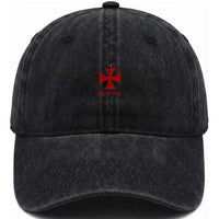 Deus Vult Catholic Knight Templar Crusader Cross Faith Washed Cotton Baseball Cap