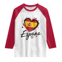 Espana Heart Spanish Flag Patriotic Spain Pride Raglan Shirt