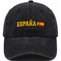 Espana Spain Vintage Sports Design Spanish Flag Washed Cotton Baseball Cap