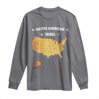 Native American Tribes Long Sleeve Shirt Vintage Native American Map US History - Wonder Print Shop