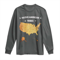 Native American Tribes Long Sleeve Shirt Vintage Native American Map US History - Wonder Print Shop