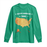 Native American Tribes Long Sleeve Shirt Vintage Native American Map US History - Wonder Print Shop
