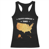 Native American Tribes Racerback Tank Top Vintage Native American Map US History - Wonder Print Shop