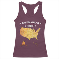 Native American Tribes Racerback Tank Top Vintage Native American Map US History - Wonder Print Shop