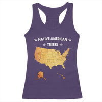 Native American Tribes Racerback Tank Top Vintage Native American Map US History - Wonder Print Shop