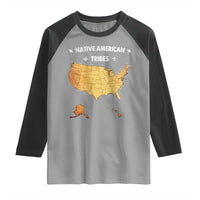 Native American Tribes Raglan Shirt Vintage Native American Map US History - Wonder Print Shop