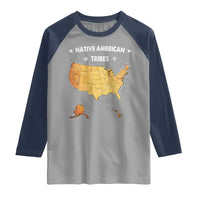 Native American Tribes Raglan Shirt Vintage Native American Map US History - Wonder Print Shop