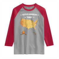 Native American Tribes Raglan Shirt Vintage Native American Map US History - Wonder Print Shop