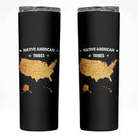 Native American Tribes Skinny Tumbler Vintage Native American Map US History - Wonder Print Shop