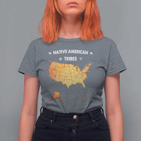 Native American Tribes T Shirt For Women Vintage Native American Map US History - Wonder Print Shop