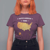 Native American Tribes T Shirt For Women Vintage Native American Map US History - Wonder Print Shop