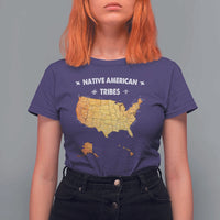 Native American Tribes T Shirt For Women Vintage Native American Map US History - Wonder Print Shop