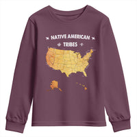 Native American Tribes Youth Sweatshirt Vintage Native American Map US History - Wonder Print Shop
