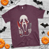 Funny Halloween Scary Face Ghost T Shirt Horror Slasher Bloody Knife - Wonder Print Shop