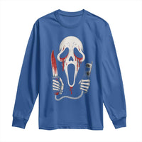 Funny Halloween Scary Face Ghost Long Sleeve Shirt Horror Slasher Bloody Knife - Wonder Print Shop