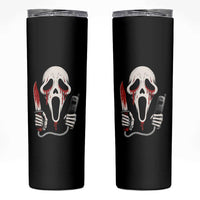 Funny Halloween Scary Face Ghost Skinny Tumbler Horror Slasher Bloody Knife - Wonder Print Shop