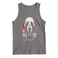 Funny Halloween Scary Face Ghost Tank Top Horror Slasher Bloody Knife - Wonder Print Shop