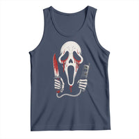 Funny Halloween Scary Face Ghost Tank Top Horror Slasher Bloody Knife - Wonder Print Shop