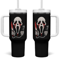 Funny Halloween Scary Face Ghost Tumbler With Handle Horror Slasher Bloody Knife - Wonder Print Shop