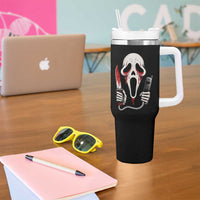 Funny Halloween Scary Face Ghost Tumbler With Handle Horror Slasher Bloody Knife - Wonder Print Shop