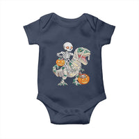 Funny Skeleton Riding Mummy Dinosaur Halloween Baby Onesie - Wonder Print Shop