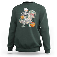 Funny Skeleton Riding Mummy Dinosaur Halloween Sweatshirt - Wonder Print Shop