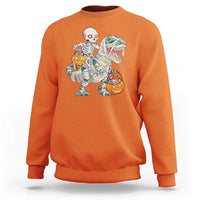 Funny Skeleton Riding Mummy Dinosaur Halloween Sweatshirt - Wonder Print Shop