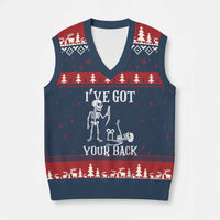 Funny I Got Your Back V-Neck Knit Sweater Vest Halloween Skeleton Skull - Wonder Print Shop