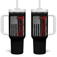 Viking Til Valhalla Tumbler With Handle Norse Mythology Axe Celtic Knot USA Flag - Wonder Print Shop