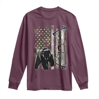 Bear Bowhunting Bow Archery Vintage Camo American Flag Long Sleeve Shirt - Wonder Print Shop