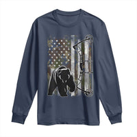 Bear Bowhunting Bow Archery Vintage Camo American Flag Long Sleeve Shirt - Wonder Print Shop