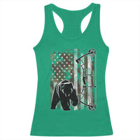 Bear Bowhunting Bow Archery Vintage Camo American Flag Racerback Tank Top - Wonder Print Shop