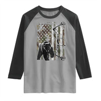 Bear Bowhunting Bow Archery Vintage Camo American Flag Raglan Shirt - Wonder Print Shop
