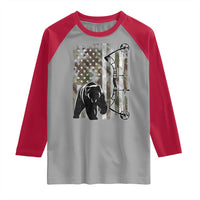 Bear Bowhunting Bow Archery Vintage Camo American Flag Raglan Shirt - Wonder Print Shop