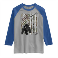 Bear Bowhunting Bow Archery Vintage Camo American Flag Raglan Shirt - Wonder Print Shop