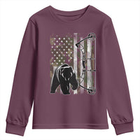 Bear Bowhunting Bow Archery Vintage Camo American Flag Youth Sweatshirt - Wonder Print Shop