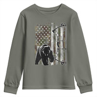 Bear Bowhunting Bow Archery Vintage Camo American Flag Youth Sweatshirt - Wonder Print Shop
