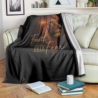 Faith Over Fear Throw Blanket Lion Of Judah Jesus Christian Religious - Wonder Print Shop
