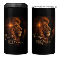 Faith Over Fear 4 in 1 Can Cooler Tumbler Lion Of Judah Jesus Christian Religious - Wonder Print Shop