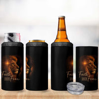 Faith Over Fear 4 in 1 Can Cooler Tumbler Lion Of Judah Jesus Christian Religious - Wonder Print Shop
