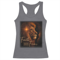 Faith Over Fear Racerback Tank Top Lion Of Judah Jesus Christian Religious - Wonder Print Shop