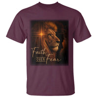 Faith Over Fear T Shirt Lion Of Judah Jesus Christian Religious - Wonder Print Shop
